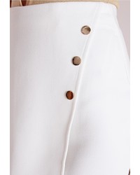 Missguided Gold Button Wrap Mini Skirt White