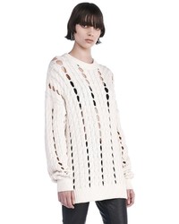 Alexander Wang Cable Knit Pullover With Intarsia Slits