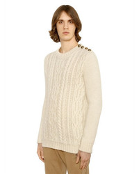 Balmain Mohair Blend Cable Knit Sweater