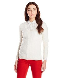 Belanyc 100% Cashmere Cable V Neck Sweater
