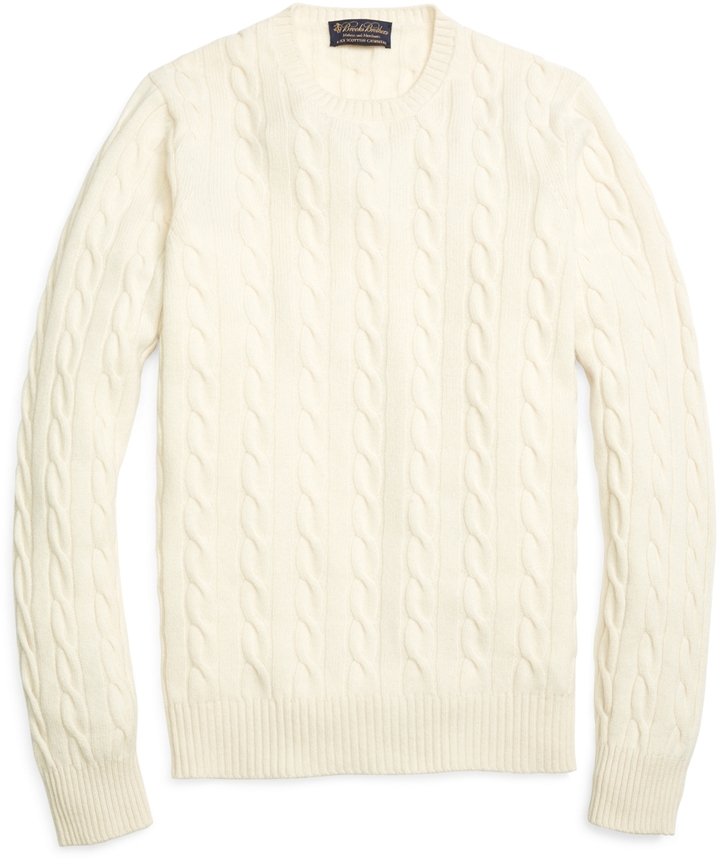 Brooks Brothers Cashmere Cable Crewneck Sweater, $448 | Brooks Brothers ...