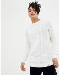 YOURTURN Cable Knit Jumper In White