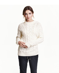 H&M Cable Knit Sweater White Ladies