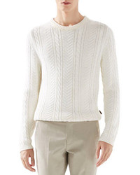 Gucci Cable Knit Sweater White