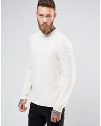Asos Cable Sweater In Ecru