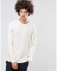 Asos Cable Sweater In Merino Wool Mix