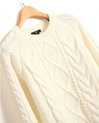ChicNova White Cable Knit Sweater