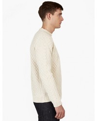 A.P.C. Cream Cable Knit Wool Sweater