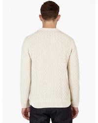 A.P.C. Cream Cable Knit Wool Sweater