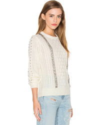 Endless Rose Long Sleeve Beaded Detail Sweater In Ivory
