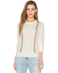 Endless Rose Long Sleeve Beaded Detail Sweater In Ivory