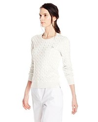 Lacoste Long Sleeve Cable Knit Cotton Sweater