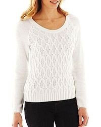 Liz Claiborne Long Sleeve Cable Knit Sweater Talls