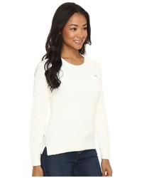 Lacoste Long Sleeve Cotton Cable Knit Crew Neck Sweater