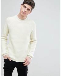 Mango Man Ribbed Wool Blend Sweater In Ecru