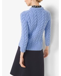 Michael Kors Michl Kors Hand Knit Cable Cashmere Crewneck Sweater