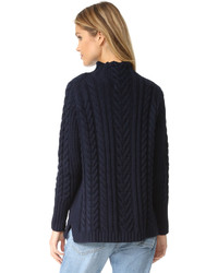 525 America Mock Neck Cable Sweater