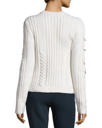 Thierry Mugler Mugler Pierced Cable Knit Sweater Off White