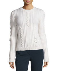 Thierry Mugler Mugler Pierced Cable Knit Sweater Off White