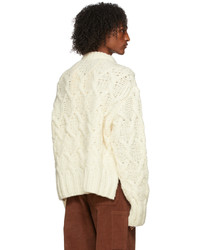 Acne Studios Off White Cable Knit Crewneck Sweater