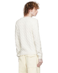 Sporty & Rich Off White Cable Knit Crewneck Sweater
