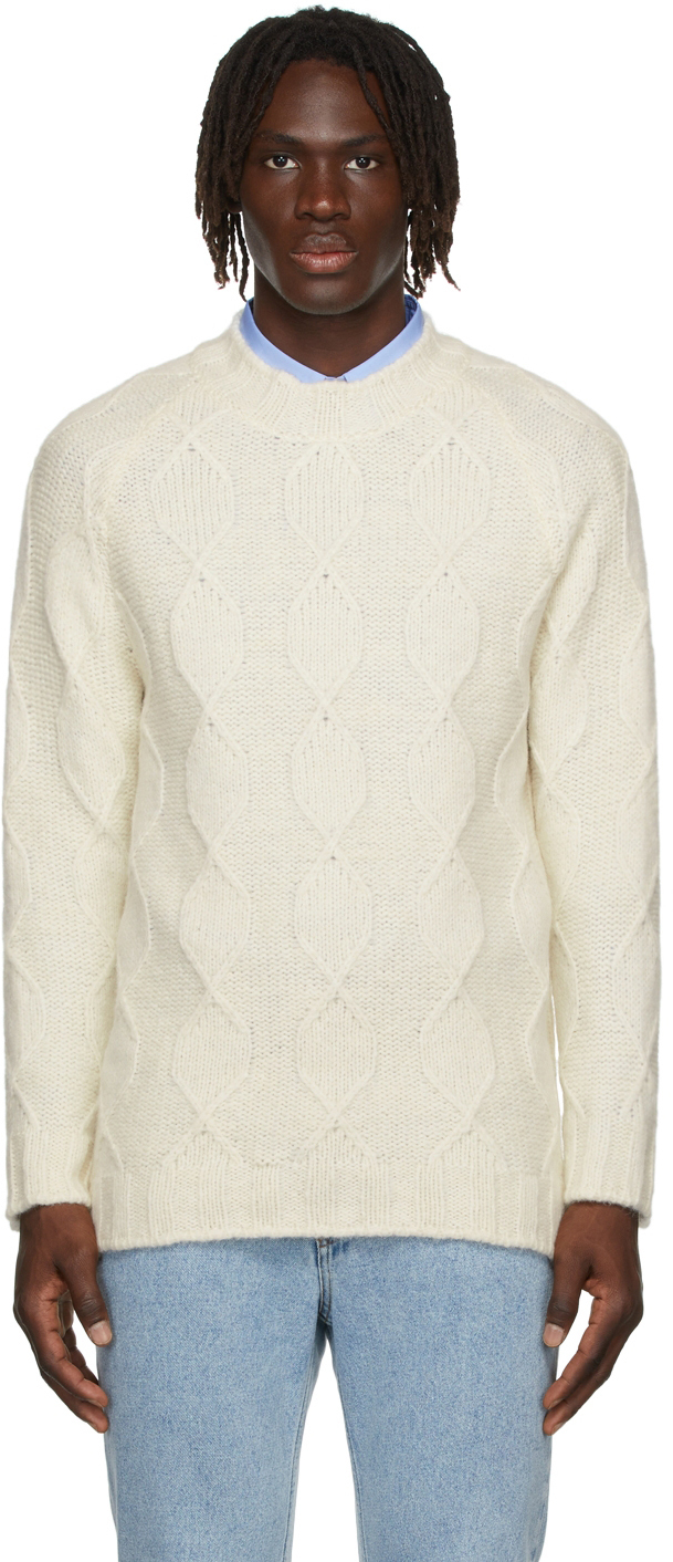 Ernest W. Baker Off White Cable Knit Sweater, $535 | SSENSE | Lookastic