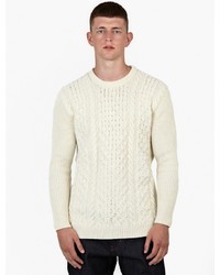 Ami Off White Merino Cable Knit Sweater