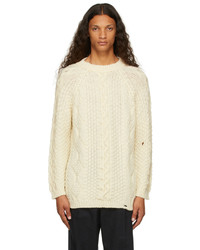 Maison Margiela Off White Reverse Cable Knit Sweater