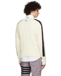 Thom Browne Off White Rwb Sleeves Sweater