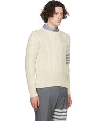 Thom Browne Off White Wool 4 Bar Sweater