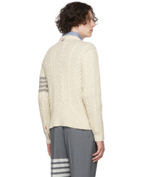Thom Browne Off White Wool 4 Bar Sweater