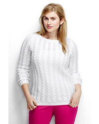 Lands' End Plus Size Drifter Pointelle Sweater White