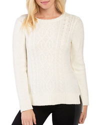 Kensie Punk Yarn Cable Knit Crewneck Sweater