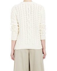 Rhi Fringed Cable Knit Sweater White
