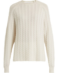 Ryan Roche Crew Neck Cable Knit Cashmere Sweater