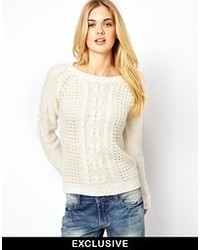 Vila Swirl Cable Knit Sweater White