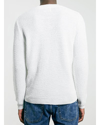 Topman Ivory Fife Moss Cable Crew Sweater