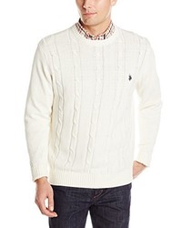 U.S. Polo Assn. Lightweight Solid Cable Crew Neck Sweater