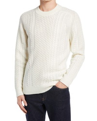 French Connection Wool Blend Cable Knit Crewneck Sweater