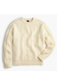 J.Crew Wool Cable Crewneck Sweater In Ivory