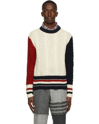 Thom Browne Wool Rwb Stripe Cable Sweater