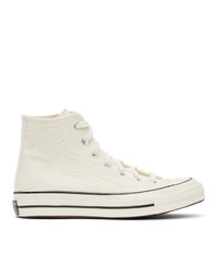 White Camouflage Canvas High Top Sneakers