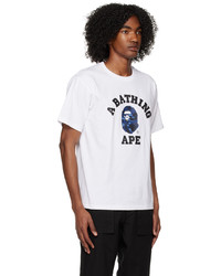 BAPE White Navy Camo College T Shirt