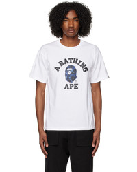 BAPE White Navy Camo College T Shirt