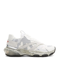 Valentino White And Grey Garavani Camo Bounce Sneakers