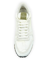 Valentino Camo Leather Sneaker White