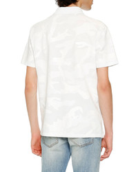 Valentino Tonal Camouflage Polo Shirt Wrockstud White