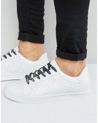 Asos Sneakers In White With Perforation And Camo Lace