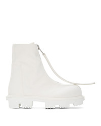 Rick Owens DRKSHDW White Megatooth Zip Boots