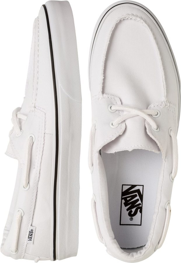 vans boat shoes white
